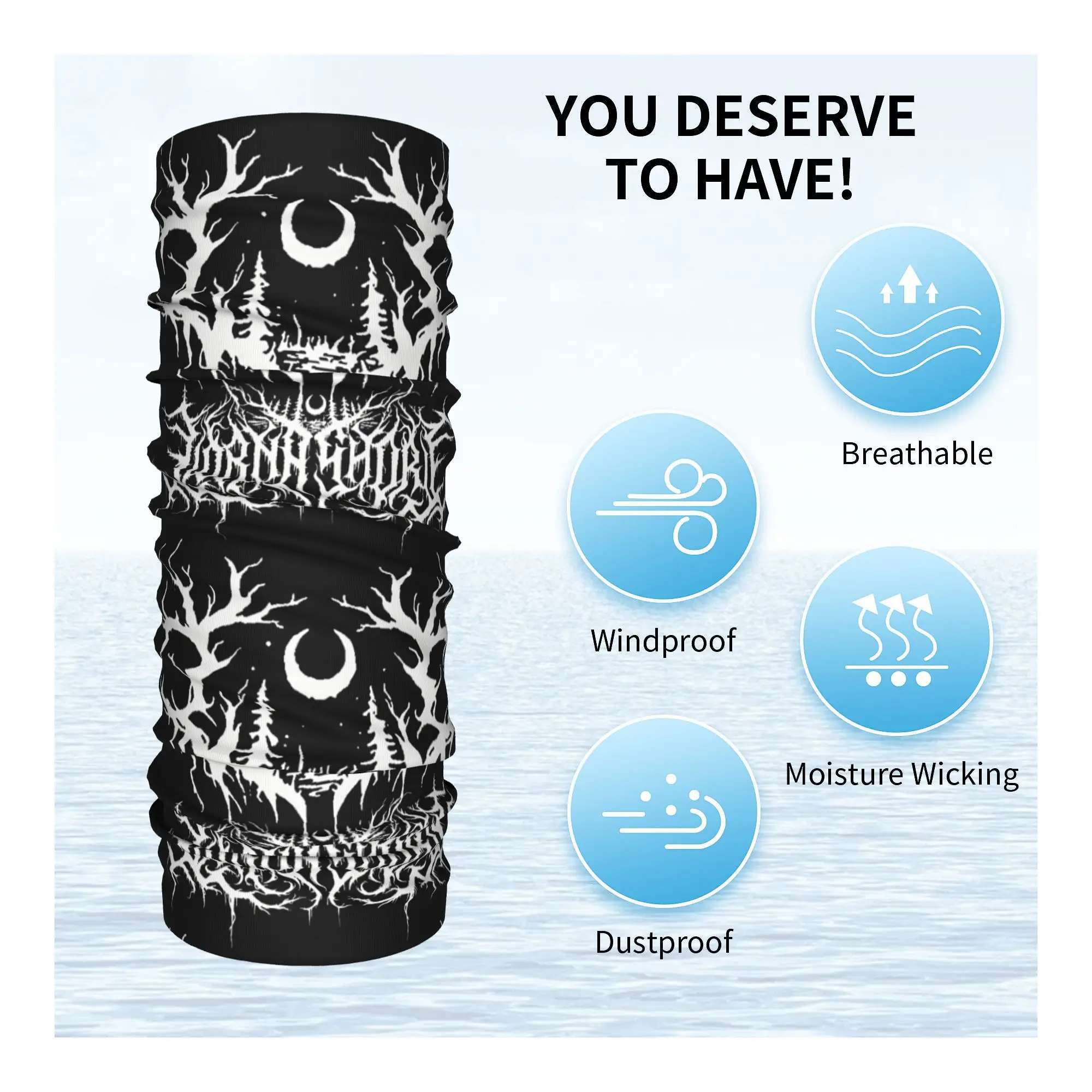 Lornas Death Metal Music Shores Bandana Neck Gaiter UV Protection Face Scarf Cover Women Men Headwear Tube Balaclava