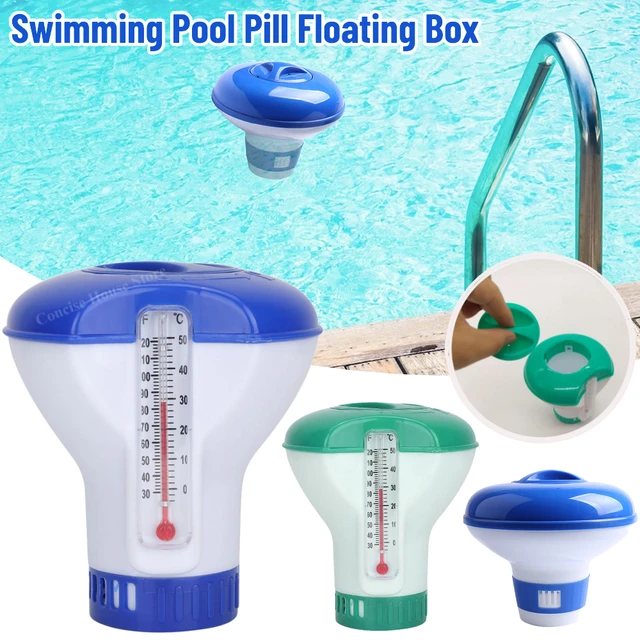 1Db Úszómedence Klór Úszó Tabletták Adagoló Doboz/Hőmérő Automatikus Tabletta Medence Tisztítószerszámok