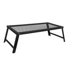 Outdoor convenient folding picnic table barbecue mesh table camping barbecue rack storage table