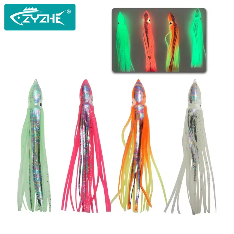 ZYZHE Weiche Oktopus-Köder 8/10/12CM Leuchtende Meeresfischerei-Köder Künstliche Tintenfisch-Simulation Köder für Bootsangeln Kunstköder
