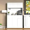 71" Tall White Kitchen Pantry Cabinet,Kitchen Pantry Storage Cabinet with Power Outlet,Freestanding Kitchen Hutch w/ countertop 4