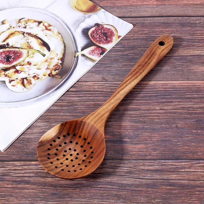 Teak Wood Spoon Long Handle Spoon Ladle Big Rice Paddle Wooden Cooking Skimmer Scoop Wooden Kitchen Utensils