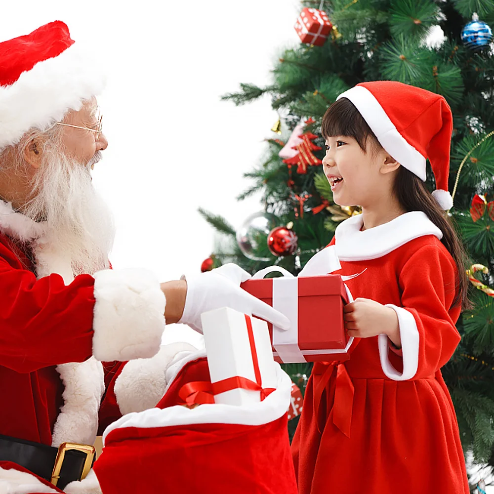 Merry Christmas Hats Thickened Long Plush Santa Claus Red Xmas Hats For Adult Kids Christmas New Year Party Decorations Gifts