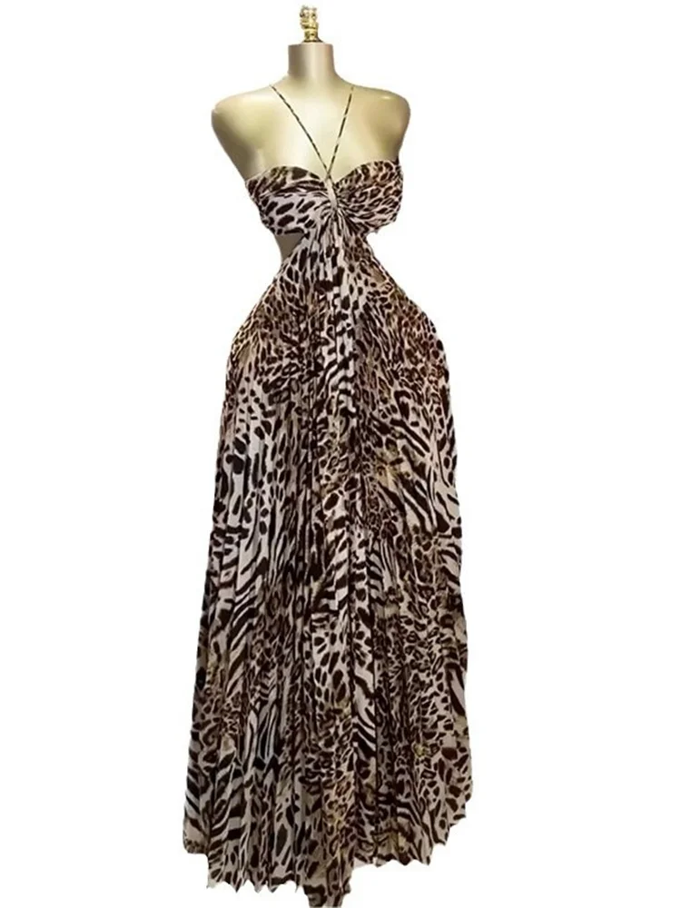 Wmstar Dresses Women Party Sexy Sleeveless  V Neck Leopard Print  Evening Maxu Dress New Summer Clothes Wholesale Dropshipping
