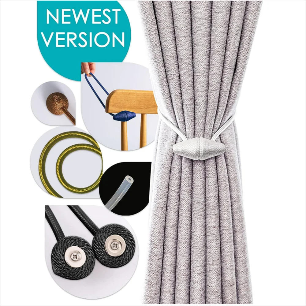 2 Pieces of Modern Magnetic Curtain Laces-Hand-Woven Laces for Bedroom and Living Room-Easy to Use and Fashionable Home Decoration