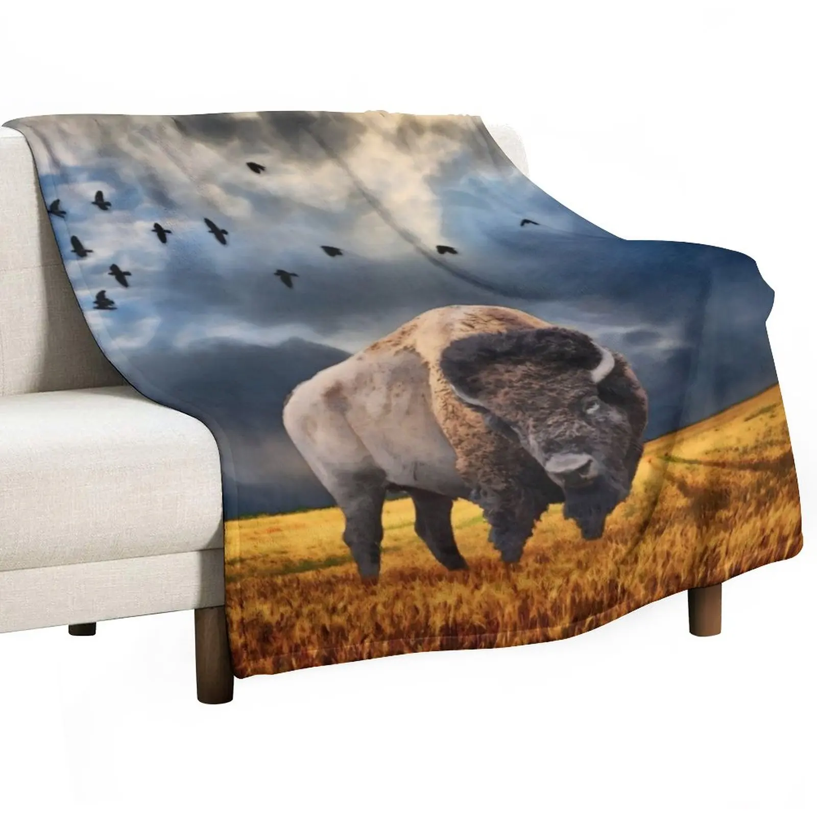 

Buffalo On The Plains Throw Blanket Blankets Sofas Of Decoration Plaid on the sofa Thin Blankets Luxury St Blanket
