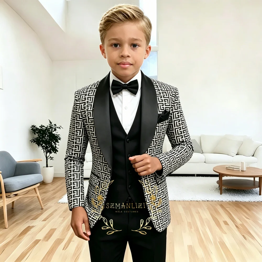Costume à carreaux pour garçons, ensemble 3 pièces, Blazer pour enfants, veste de smoking pour mariage, gilet et pantalon, vêtements slim fit pour garçons de 2 à 16 ans 1 Costume à carreaux pour garçons, ensemble 3 pièces, Blazer pour enfants, veste de smoking pour mariage, gilet et pantalon, vêtements slim fit pour garçons de 2 à 16 ans 1