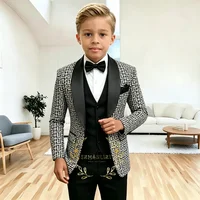 Costume à carreaux pour garçons, ensemble 3 pièces, Blazer pour enfants, veste de smoking pour mariage, gilet et pantalon, vêtements slim fit pour garçons de 2 à 16 ans 1