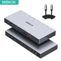 MOKiN USB C Docking Station 4K 60Hz HDMI DP USB 3.0 100WPD USB-C 10Gbps Triple Display 3 Monitors for Windows MacBook Surface 1