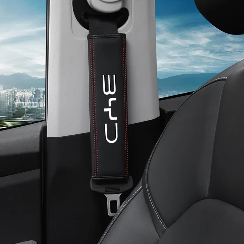 Cowhide Car Interior Seat Belt Protector Cover 1pc for BYD Atto3 Han EV Dolphin Song Qin Tang