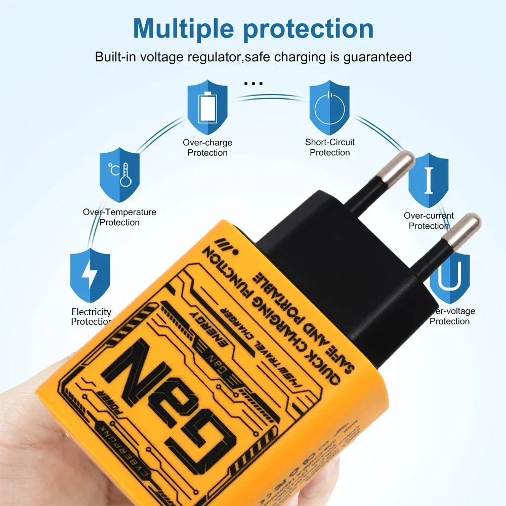 145W USB Charger Quick Charge Fast Phones Charger Adapter For iPhone Samsung Huawei Xiaomi 3 Ports EU/US/UK Plug Wall Adapter