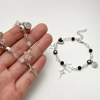 New Trendy Y2K Couple Bracelets For Women Girl Hollow Pentagram Guitar Pendant Beaded Bracelet Friends Jewelry Gift - Image 4