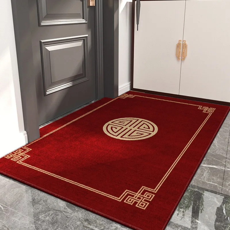 Alfombra de entrada al aire libre con estampado de estilo chino, alfombra decorativa lavable, alfombra antideslizante, fácil de limpiar, felpudo resistente a las arrugas