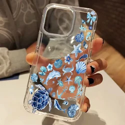 Blue Watercolor Ocean Animal Clear Phone Case - Transparent Cover - iPhone 15 Plus (Transparent)