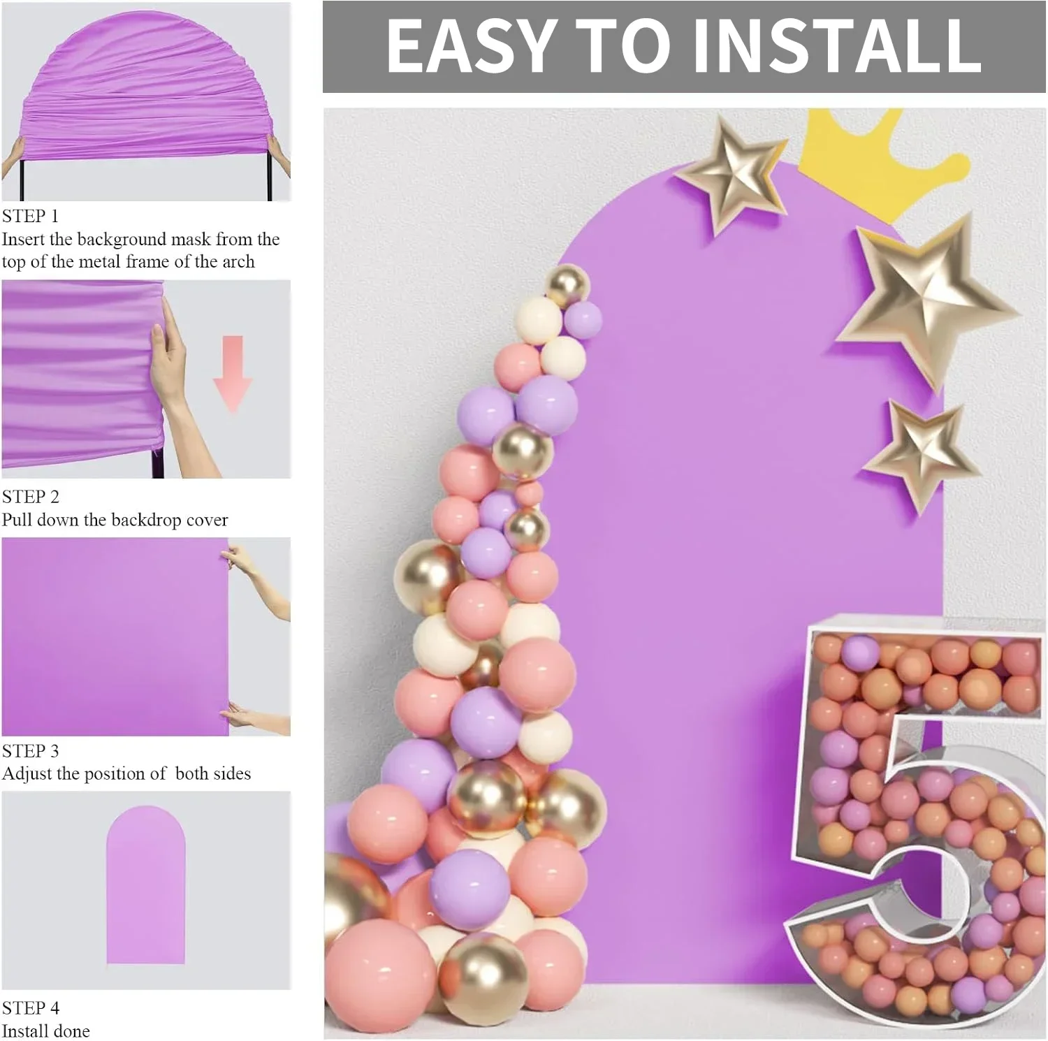 Arch Backdrop Cover Double Sided Arch Backdrop Cover Elastic Spandex Background Wedding Birthday Baby Shower Anniversaire Custom Party Decorations