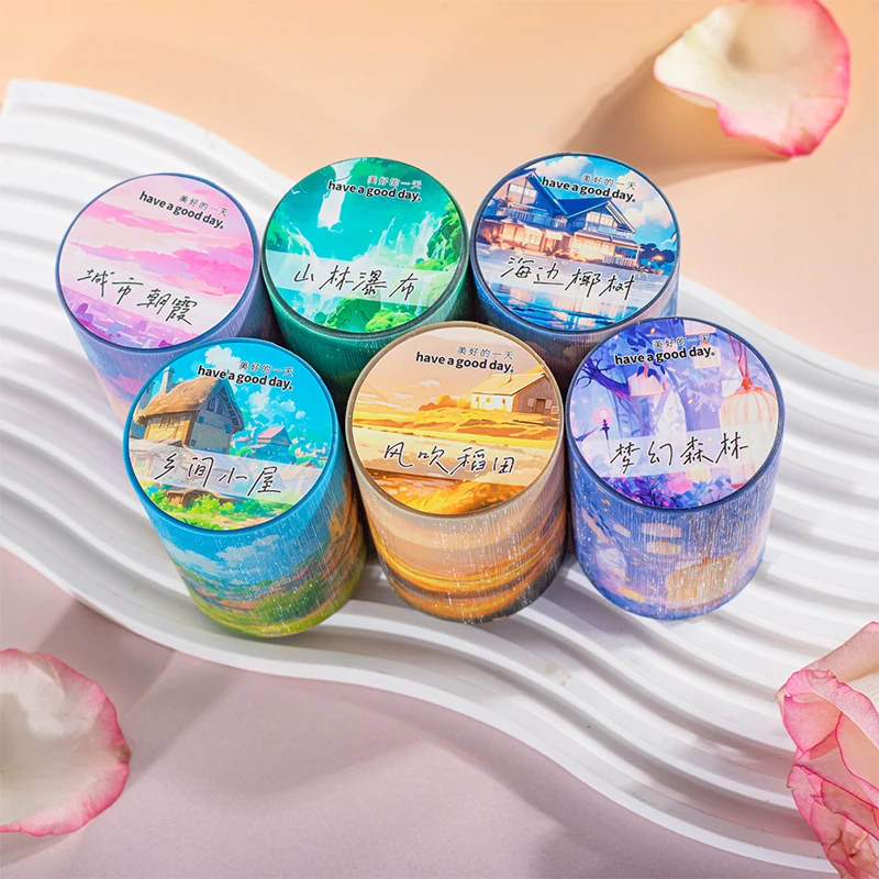 60mm*2m INS Landscape PET Tapes Junk Journal DIY Scrapbooking School Supplies Collage Deco Creativity Tapes Stationery Stickers 2