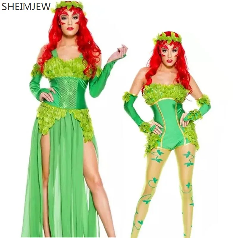 

2024 Halloween Green Elf Cosplay Costume Girl Sexy Queen Princess Role Play Dress Masquerade Party Game Uniform