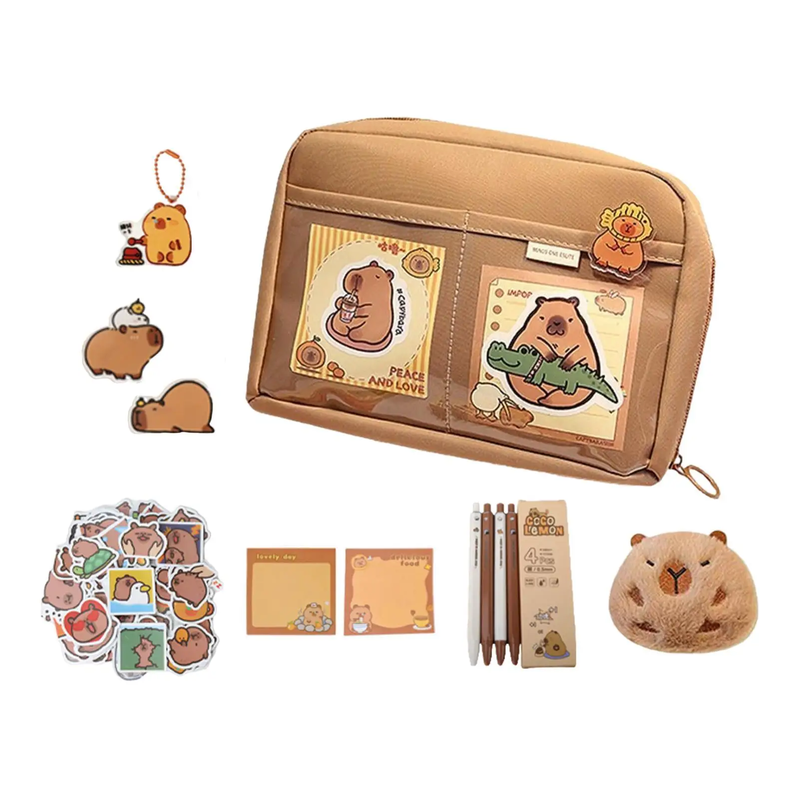 Capybara Pencil Case Stationery Organizer Bag for Children Students Girls