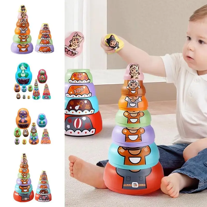 

Russian Nesting Doll Toys Shockproof Heat-resistant Stackable Dinosaur Russian Dolls Animal Pattern Nesting Home Decor Toys