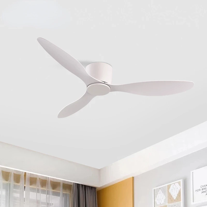 

42/52 Inch Modern Black White Low Floor DC Motor Ceiling Fan With Remote Control Simple Ceiling Fan Without Light Home Fan 220V