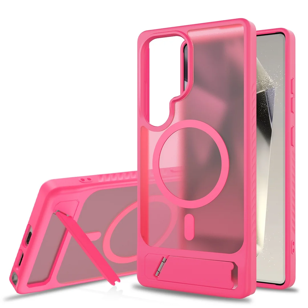 Luxury Magnetic Wireless Charging Kickstand Phone Case with Folding Holder