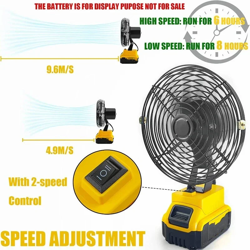 Portable Outdoor Jobsite Cordless Fan for DeWalt Indoor Fans Operated for DeWalt 20V Max Battery Strong wind force Outdoor work