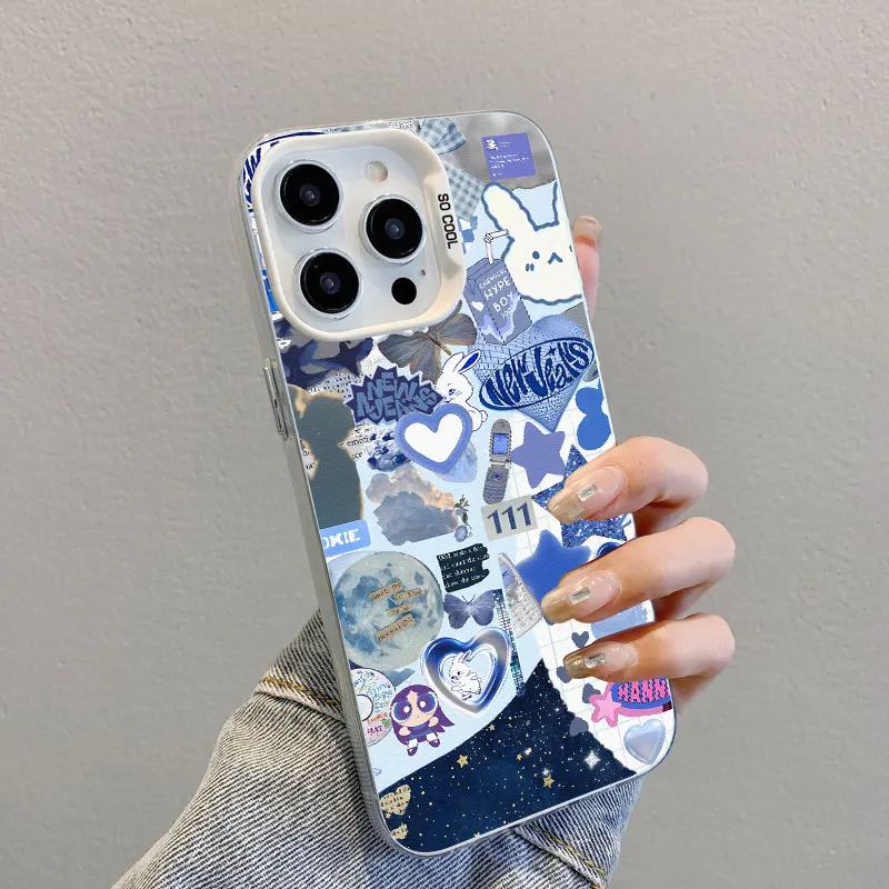 Ocean Wine Glass Blues Element Splicing Phone Case - Laser Back Cover