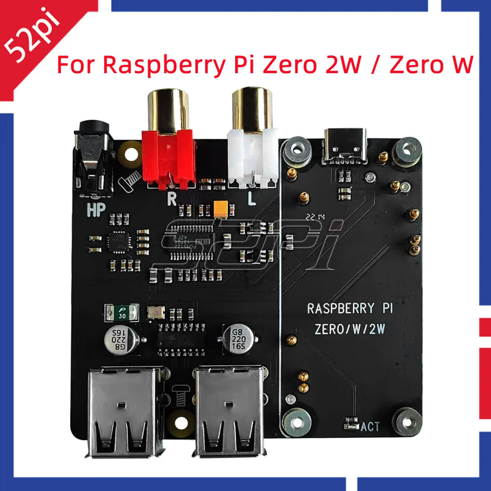 Fidelidade Chapéu Dac Cartão de Áudio & Hub Usb para Raspberry pi Zero 2w Zero w 52pi X302 Alta
