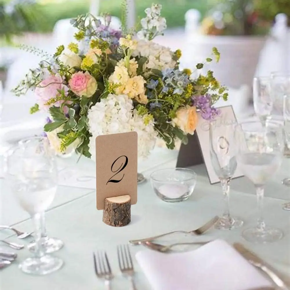 Mini Wood Place Card Holders Kraft Card Rustic Table Number Holders Table Sign Stand Name Photo Picture 1/5/10/20Ps
