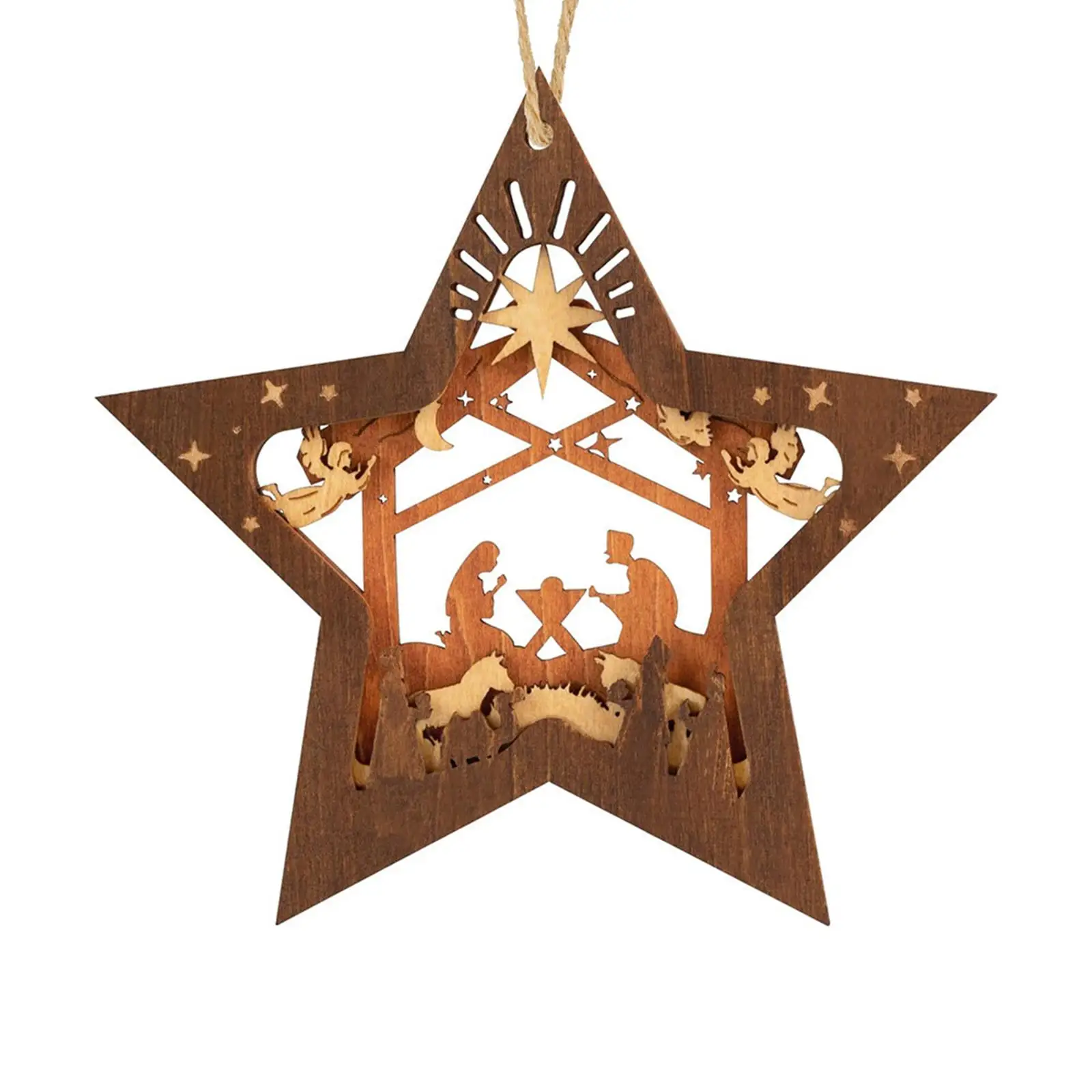 

Christmas Nativity Scene Ornaments Xmas Decor Rustic Jesus Christmas Ornaments for Tables Shelves Family Indoor Fireplace