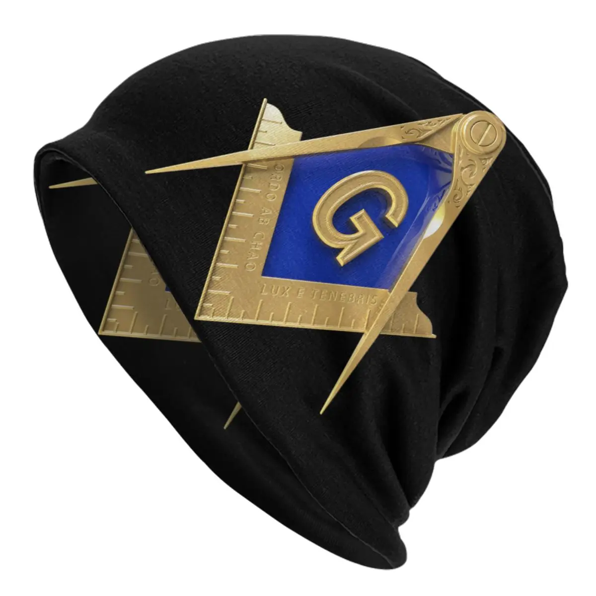 

Gold Square Compass Masonic Freemason Bonnet Hats Hip Hop Knitting Hat For Warm Winter Freemasonry Mason Skullies Beanies Caps