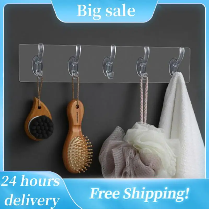 

Row Multi-Application Wall Hooks Transparent Wall Hooks Strong Self Adhesive Door Wall Hangers Hook