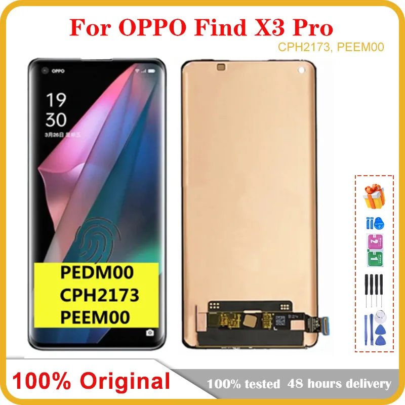 

6.7'' Original For Oppo Find X3 PEDM00 LCD Display Touch Screen Panel Glass Digitizer For Oppo Find X3 Pro X3Pro CPH2173 PEEM00