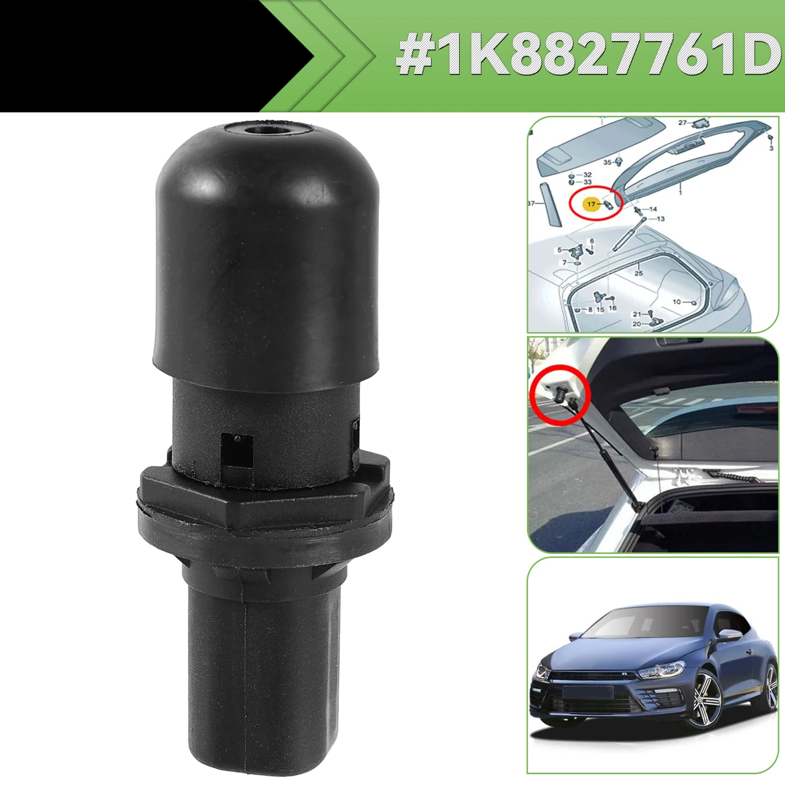 Tapas de tope de goma para maletero, accesorios de bloque de amortiguación ajustable 1K8827761D para VW Scirocco 2009-14, cojín para maletero trasero