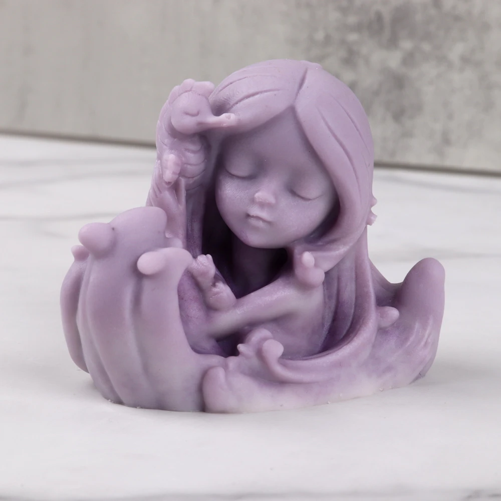 Ocean Princess Candle Silicone Mold Cute Girls Gypsum form Carving Art Aromatherapy Plaster Mold Home Decoration Handmade Gifts