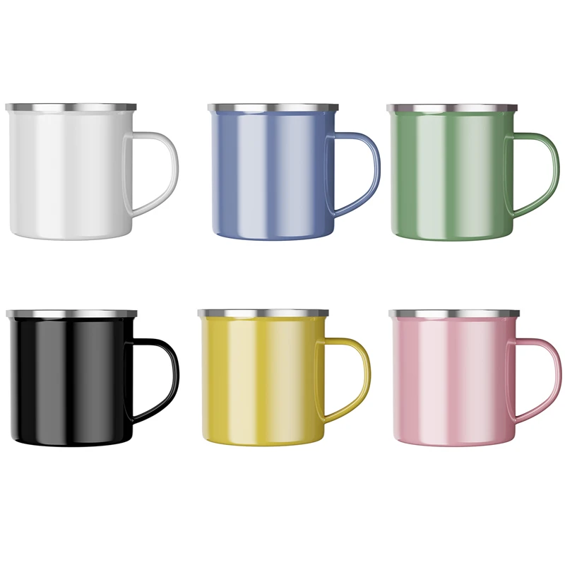 1/4/6 Pcs Enamel Camping Mugs Set,380ml Coffee Camp  Small Enamel Tea Cups for Indoor and Outdoor Activities,Easy to Clean 