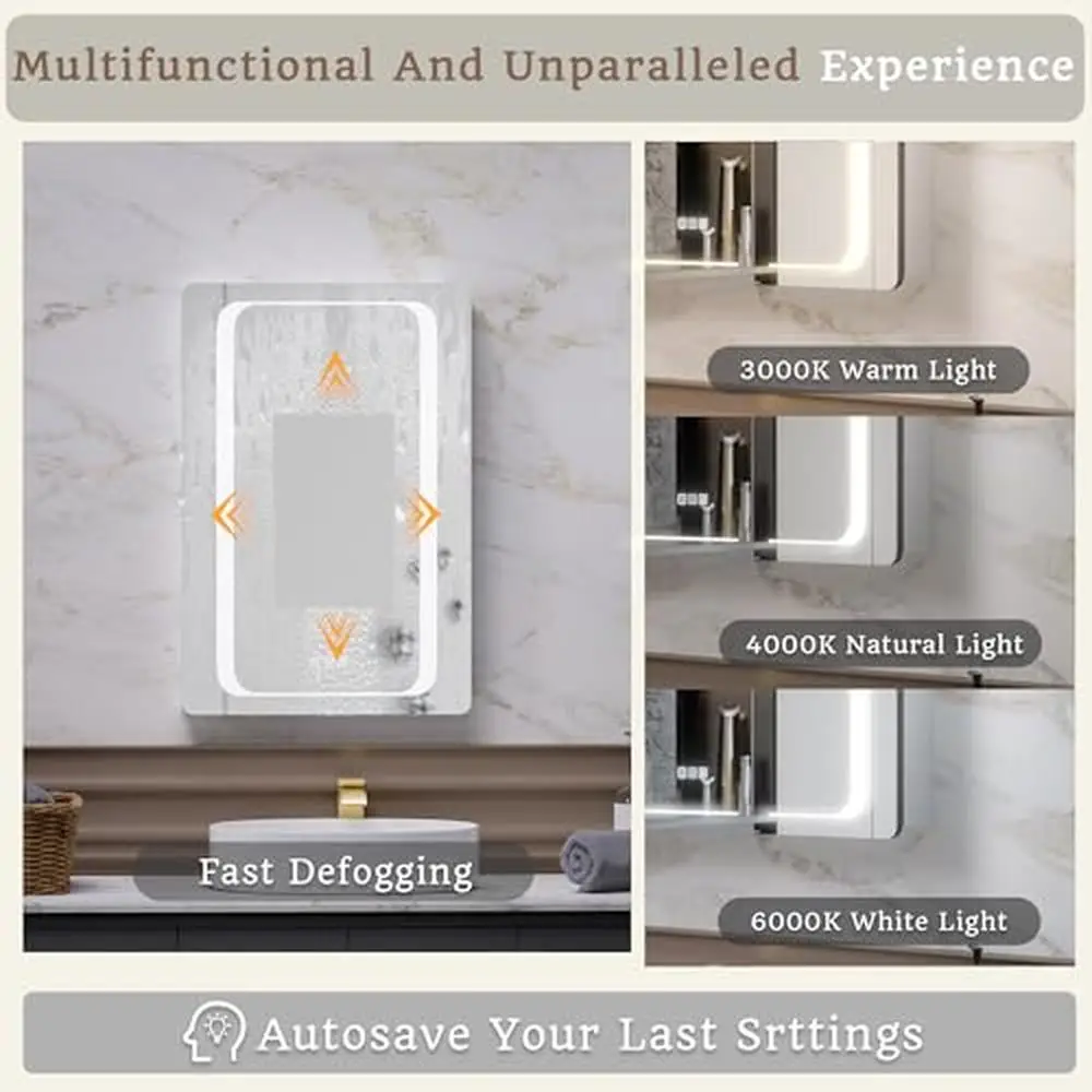 20x30" LED Lighted Mirror Aluminum Bathroom Recessed Medicine Cabinet
