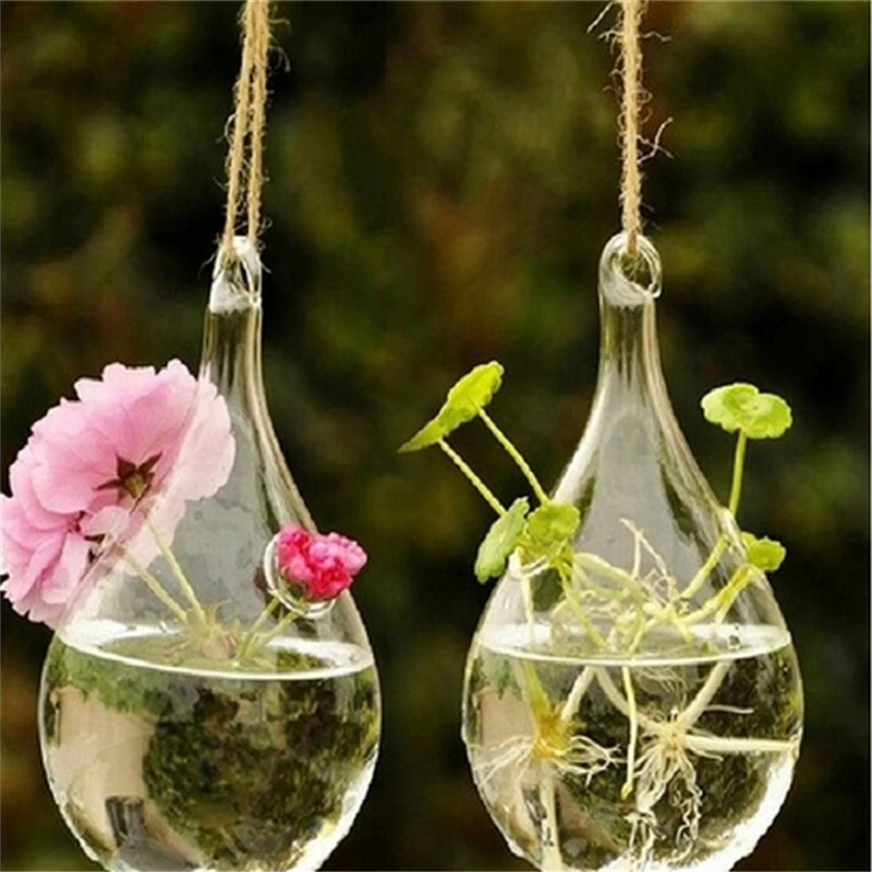 Glas Hängen Vase Blume Pflanzer Container Topf Klare Kugelförmige Hydrokultur Flasche Terrarium Für Pflanze Blume Dekoration