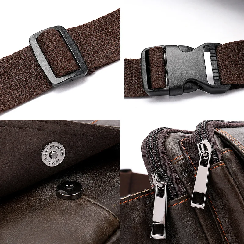 Vintage Genuine Leather Men Waist Pack Cowhide Chest Bag Fanny Pack Business Male Shoulder Crossbody Bag Casual Waist Bag