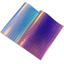 

XHT-636 Geometric Design Octagon Pattern Embossed Dichroic Holographic Metallic Effect Fabric PU Faux Leather For Bag/Craft