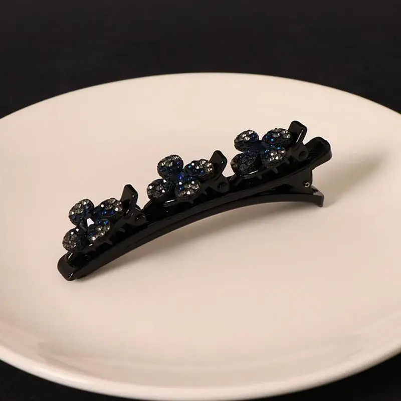 Hair Clip With 3 Small Clips Hair Clips For Braids 3PCS Sparking Crystal Stone Braided Double Layer Braided