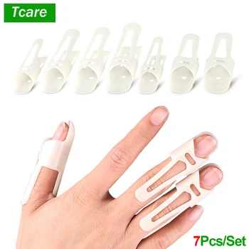 Tcare 말렛 손가락 부목 보호대, 조정 가능한 부러진 손가락 관절 안정기, 관절염 너클 스트레이트닝, 세트당 7 개