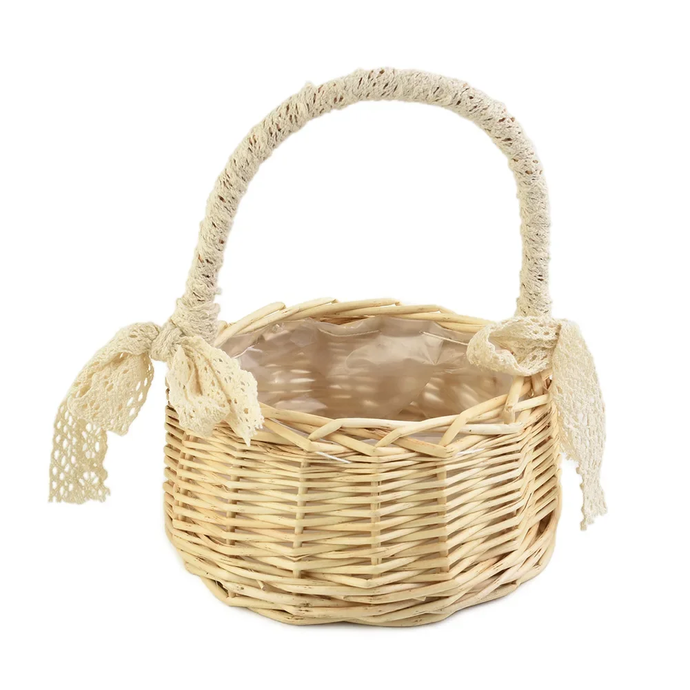 Wicker Storage Basket. Shopping Basket Storage Flower Flower Pot Food Fresh Rattan Gifts Girl Picnic High Quality 3
