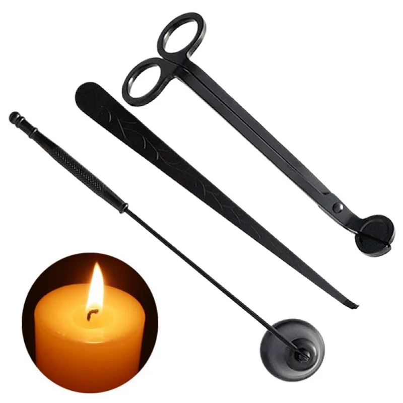 Candle wick trimmer candle damper candle snuffer Candle Wick Trimmer Set Candle Extinguishing Device Stainless Steel Scissors Hooks Accessories Home Care Tool 3PCS
