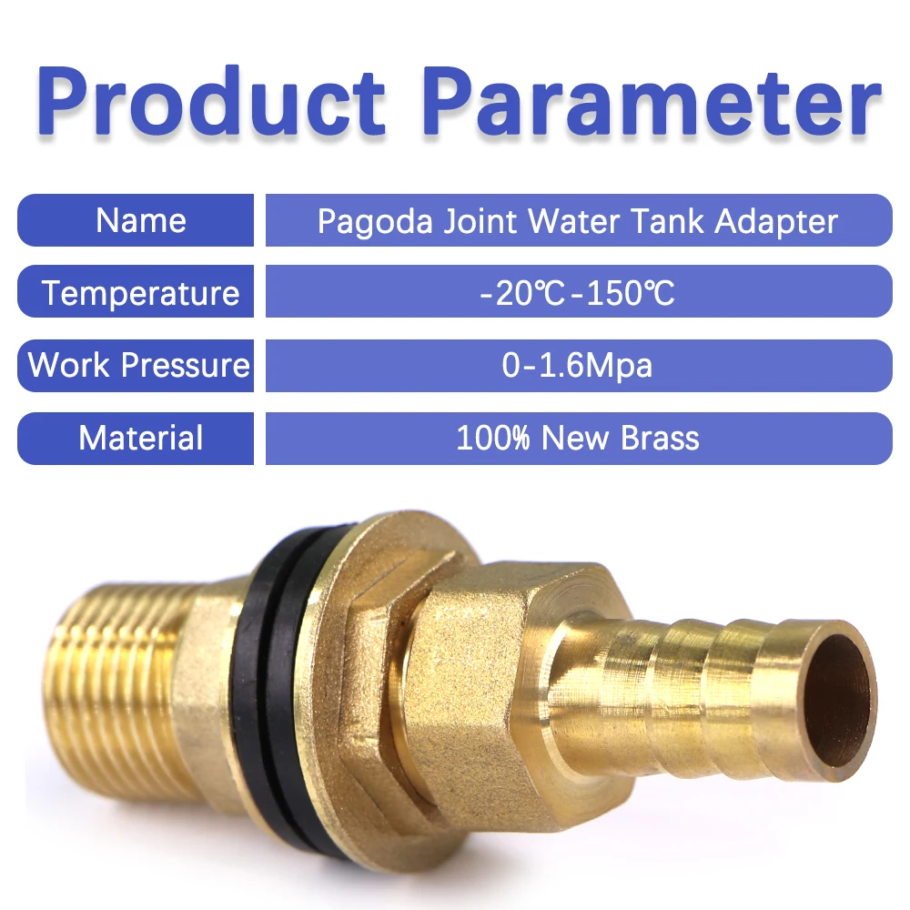 Brass Water Tank Joint with Hose Adapter and Double Sealing Washer