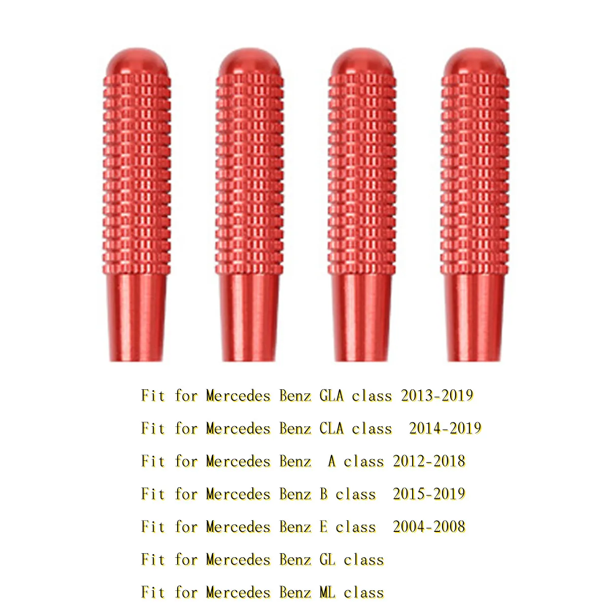 4 Copri Perni Per Serrature Auto In Lega Di Alluminio - Rosso O Argento - Compatibili Con Mercedes Classe A, B, E, CLA, GLA, GLK, ML, GL - 2
