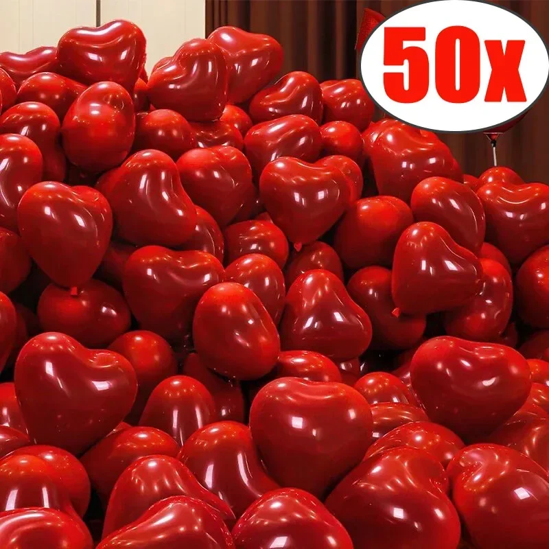 Red Heart Balloons 50/10pcs Inflatable Latex Balloon Valentine Day Wedding Party Anniversary Decoration Supplies