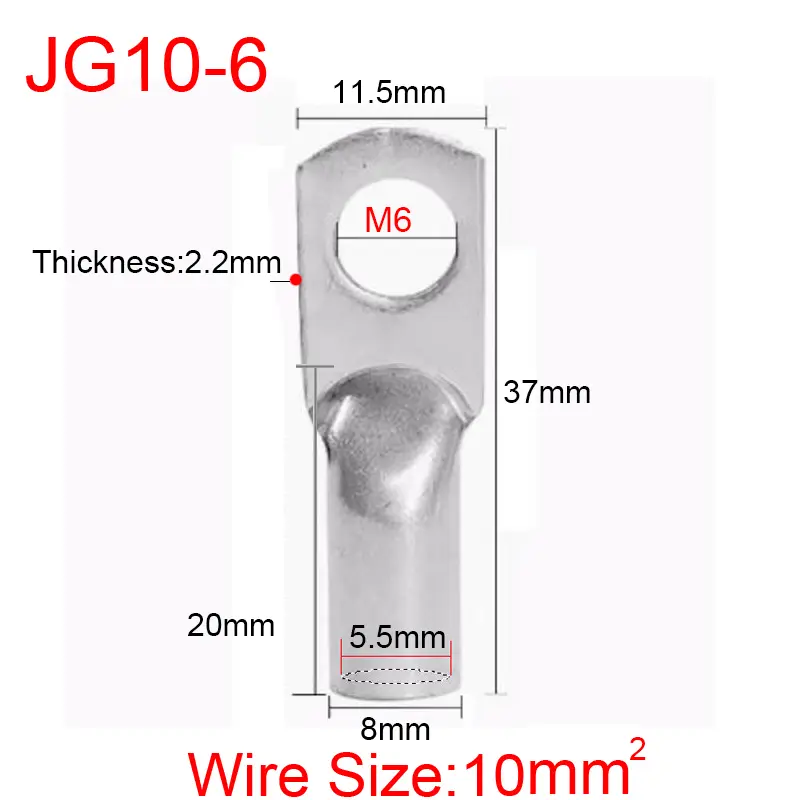 JG6/10/16/25/35/50/70/95/120-300 Marine Copper Screw Hole Electric Wire Cable Ring Tubular Cord End Lug Connector Crimp Terminal - Image 33