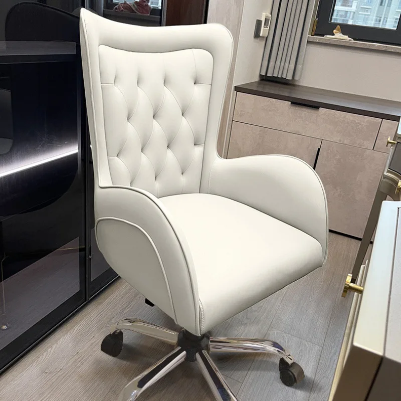 Bedroom Office Chair Fashion Rotating Mobile Raise Leather White Rolling Work Neckrest Chairs Upholstery Sedie Glides Furniture stylist rotating barber chairs makeup beauty recliner modern hair chair luxury handrail sillas barberia furniture hd50lf