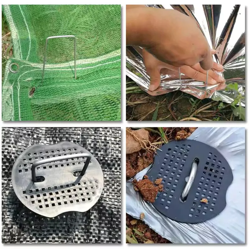 Garden Stakes 100/10x Galvanized Steel Garden Stakes U-Shape Landscape Pins Staple Ground Nail Fence Tubing Film Fixed Pegs Gardening Tools
